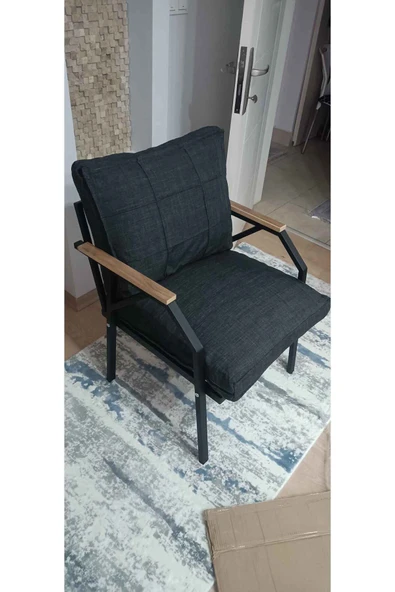 UFUK HOME Linda 211 Antrasit Fermuarlı Bahçe Balkon Takımı, Cafe, Salon - Metal Kanepe Koltuk Takımı - Resim 7