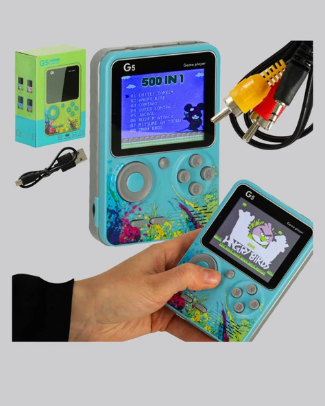 G5 Taşınabilir Retro Game Box 500 Oyunlu Şarjlı Mini Oyun Konsolu - Resim 2