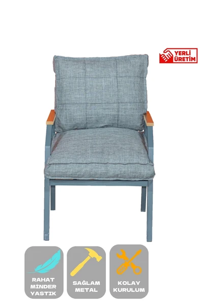 UFUK HOME Tekli Koltuk Bahçe Mobilyası Bahçe Takımı Metal Balkon Takımı Çay Seti ürün görseli