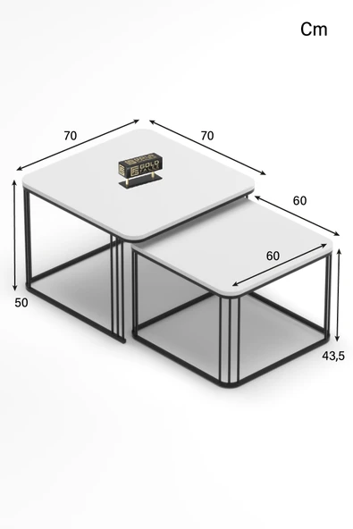 Orta Sehpa Ve Zigon Sehpa Damla Beyaz - Resim 3