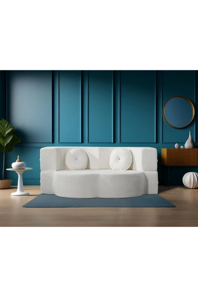 UFUK HOME Luna Çift Kişilik Açılabilir Yataklı Koltuk - Tv Koltuk & Aktivite Koltuk Beyaz ürün görseli