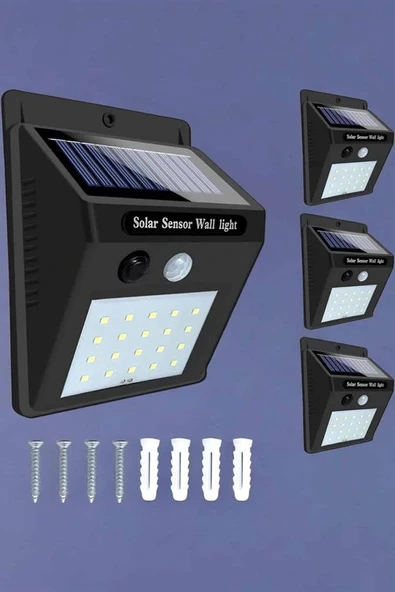 Solar Lamba Giriş, Bahçe Yol Avlu Hareket Sensörlü Led Parlak Gece Su Geçirmez - Resim 3