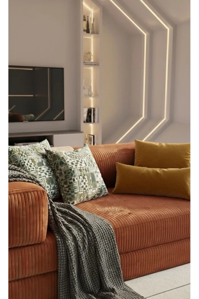 UFUK HOME Liona 100x200 Yatak Olabilen Kanepe Modüler Çok Fonksiyonlu Aktivite Koltuk Kiremit - Resim 3