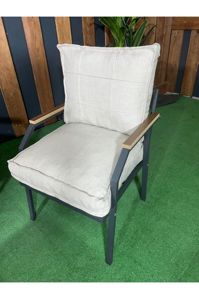 UFUK HOME Linda 211 Sehpalı Krem Fermuarlı Bahçe Balkon Takımı, Cafe, Salon - Metal Kanepe Koltuk Takımı - Resim 5