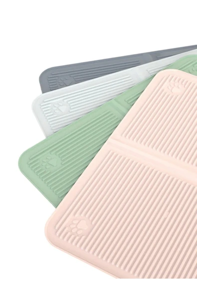 Silikon Kum Ve Mama Matı Havuzlu Yıkanabilir Kedi Tuvaleti Önü Kedi Kumu Paspası Büyük Boy 40x60 ürün görseli 1