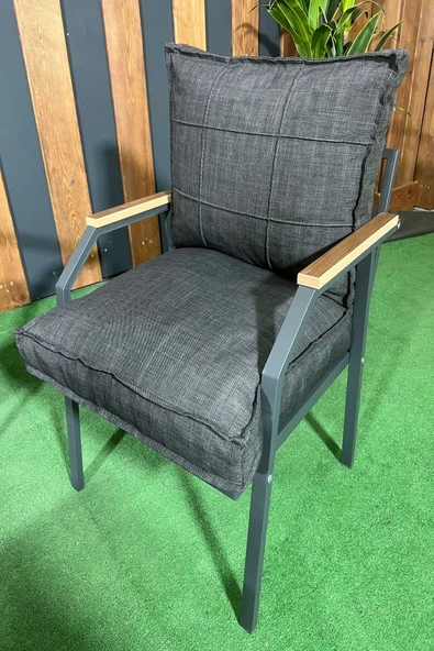 UFUK HOME Linda 211 Sehpalı Antrasit Fermuarlı Bahçe Balkon Takımı, Cafe, Salon - Metal Kanepe Koltuk Takımı - Resim 5