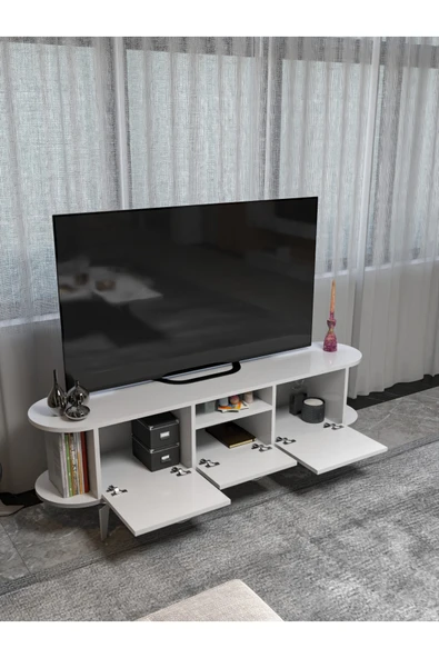 Tv Sehpası Tv Ünitesi Raflı 140 Cm Gzd Plus Atlantik Çam - Resim 4
