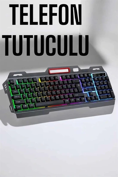 Led Işıklı Oyuncu Klavye Usb Girişli RGB Işıklı Q Klavye Mouse Hediyeli - Resim 5