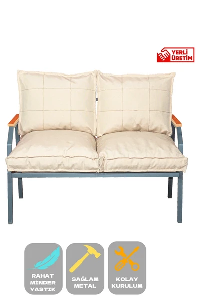 UFUK HOME 2'li Koltuk Bahçe Mobilyası Bahçe Takımı Metal Balkon Takımı Çay Seti ürün görseli