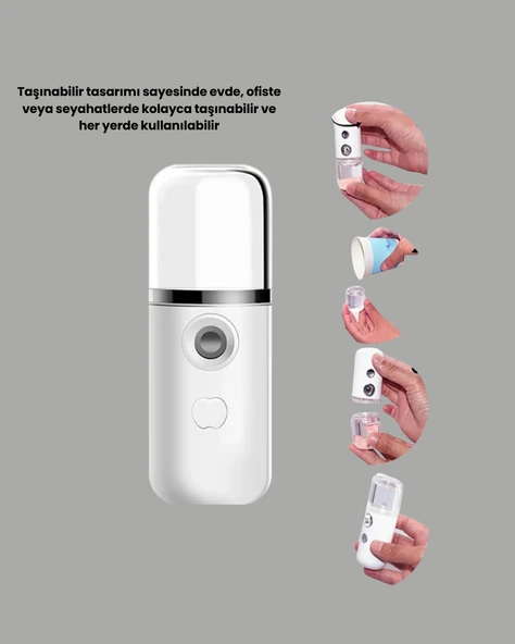 Taşınabilir Şarjlı Buhar Nemlendirici – Kablosuz Akıllı Pro Teknolojili Mini Cilt ve Ortam Nemlendirici - Resim 4