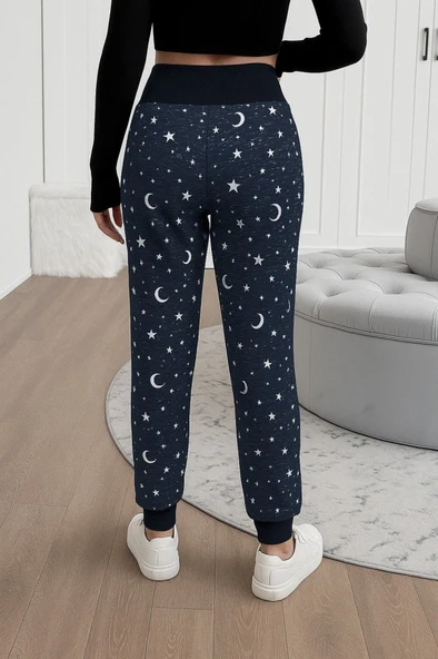 Kadın Yüksek Bel Bağcıklı Desenli Iki Iplik Pantolon - Resim 5