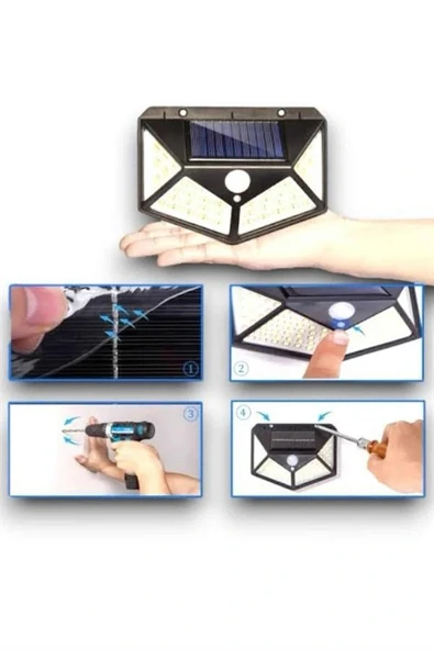 Güneş Enerjili Bahçe Lambası 100 Led Bahçe Lambası Bahçe Aydınlatma - Resim 5