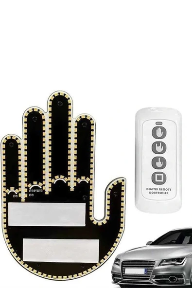 El Orta Parmak Led Kumandalı Araç İçi Reflektör Arka Cam El Simgesi - Resim 3