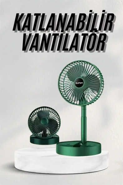 Katlanabilir Teleskopik Şarjlı Fan Masaüstü Soğutucu Vantilatör - Resim 2