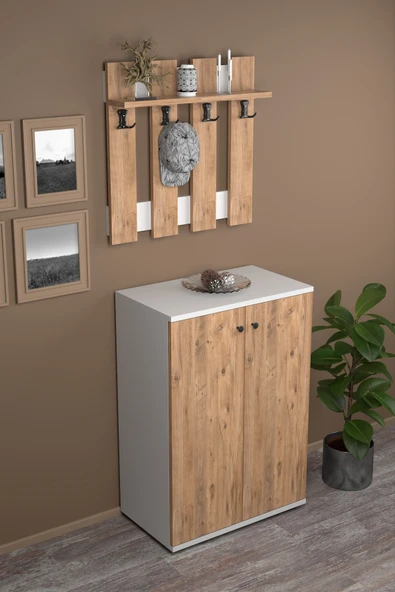 Tv Sehpası Tv Ünitesi Kapaklı Raflı Setro Atlantik Çam - Resim 4