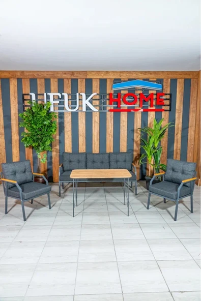 UFUK HOME Zeyd 311 Masalı Antrasit Fermuarlı Bahçe Balkon Takımı, Salon - Metal Kanepe Koltuk Takımı - Resim 4