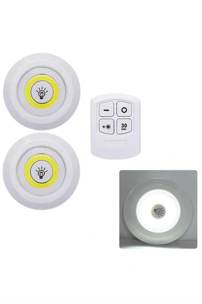 Led Lamba 3'lü Uzaktan Kumandalı Yapışkanlı - Resim 5