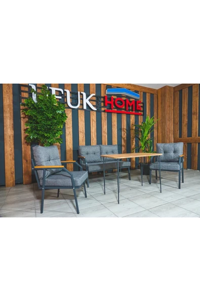 UFUK HOME Zeyd 211 Masalı Gri Fermuarlı Bahçe Balkon Takımı, Salon - Metal Kanepe Koltuk Takımı - Resim 6