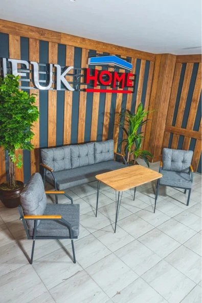 UFUK HOME Zeyd 311 Masalı Gri Fermuarlı Bahçe Balkon Takımı, Salon - Metal Kanepe Koltuk Takımı - Resim 4