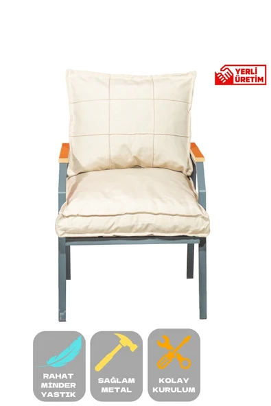 UFUK HOME Tekli Koltuk Bahçe Mobilyası Bahçe Takımı Metal Balkon Takımı Çay Seti ürün görseli