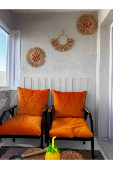 UFUK HOME Linda 211 Sehpalı Turuncu Fermuarlı Bahçe Balkon Takımı, Cafe, Salon - Metal Kanepe Koltuk Takımı - Resim 7