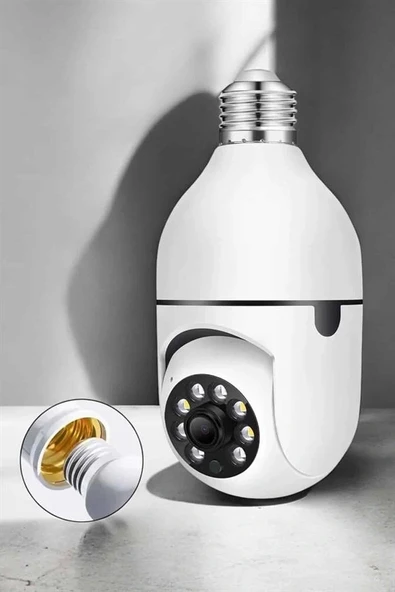 Wifi Kamera Duylu Ampul Görünümlü 360 Derece Dönebilen Ev Kamerası ürün görseli