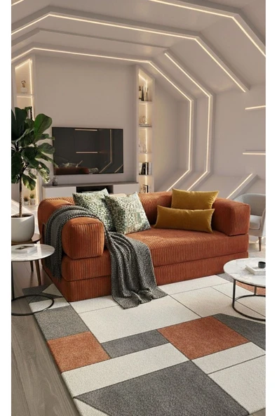 UFUK HOME Liona 90x180 Yatak Olabilen Kanepe Modüler Çok Fonksiyonlu Aktivite Koltuk Kiremit ürün görseli