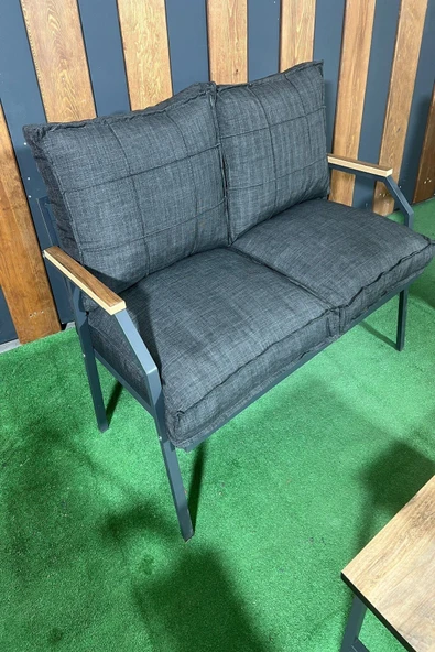 UFUK HOME Linda 211 Sehpalı Antrasit Fermuarlı Bahçe Balkon Takımı, Cafe, Salon - Metal Kanepe Koltuk Takımı - Resim 4
