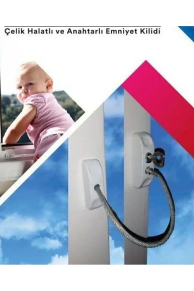 Çelik halatlı Anahtarlı Pimapen kilidi Garantisiz Sağ Emniyet Kelepçesi Krom Çelik halatlı ürün görseli 1