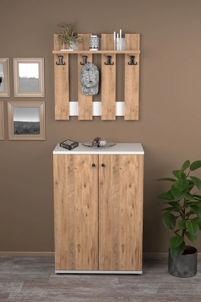 Tv Sehpası Tv Ünitesi Kapaklı Raflı Setro Atlantik Çam - Resim 2