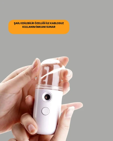 Kablosuz Şarjlı Mini Buhar Nemlendirici – Cilt ve Ortam İçin Taşınabilir Akıllı Cihaz - Resim 3