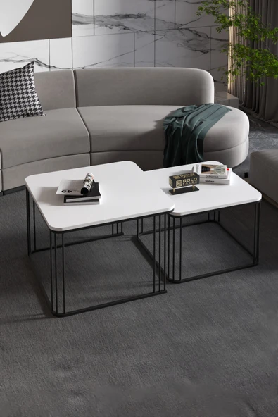 Orta Sehpa Ve Zigon Sehpa Damla Beyaz - Resim 5