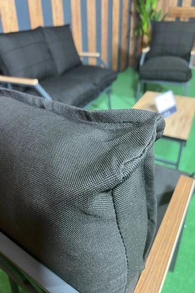 UFUK HOME Sehpalı Siyah Fermuarlı Bahçe Balkon Takımı, Cafe, Salon - Metal Kanepe Koltuk Takımı - Resim 3