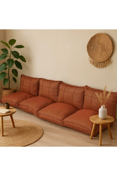 UFUK HOME Kiremit Kırmızısı Yer Minderi – Sırt Destekli, Modern ve Rahat Tasarım ürün görseli