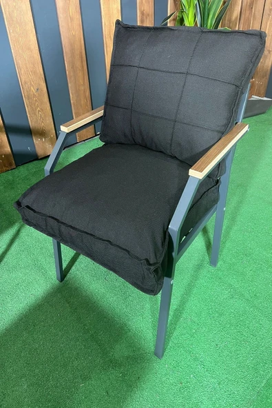 UFUK HOME Sehpalı Siyah Fermuarlı Bahçe Balkon Takımı, Cafe, Salon - Metal Kanepe Koltuk Takımı - Resim 5