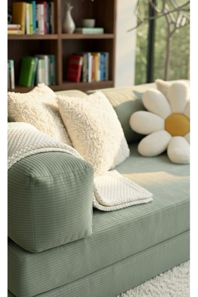 UFUK HOME Liona 80x160 Yatak Olabilen Kanepe Modüler Çok Fonksiyonlu Aktivite Koltuk Yeşil - Resim 3