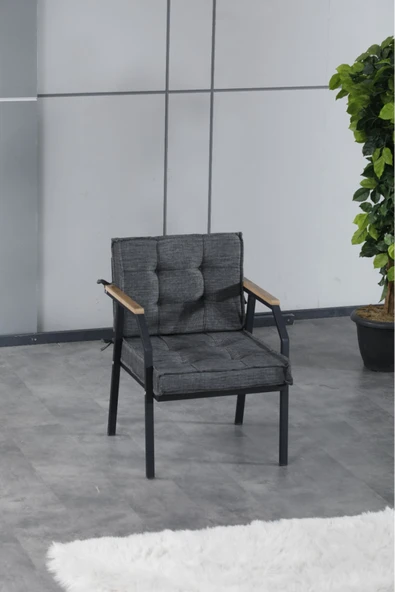 UFUK HOME Aşkın 211 Sehpalı Antrasit Fermuarlı Bahçe Balkon Takımı, Cafe, Salon - Metal Kanepe Koltuk Takımı - Resim 3