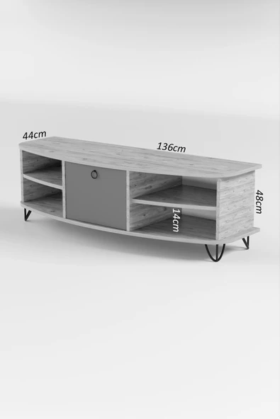 Tv Sehpası Tv Ünitesi Raflı 140 Cm Gzd Plus Beyaz - Resim 3