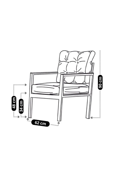 UFUK HOME Tekli Koltuk Bahçe Mobilyası Bahçe Takımı Metal Balkon Takımı Çay Seti - Resim 3