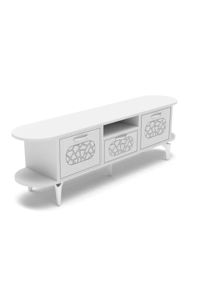 Tv Sehpası Tv Ünitesi Raflı 140 Cm Gzd Plus Atlantik Çam - Resim 6