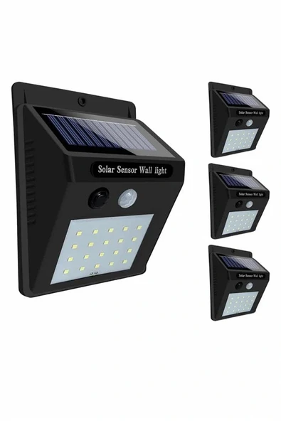 Solar Sensörlü Duvar Lambası Bahçe Lamba 20 Led Işık - Resim 4