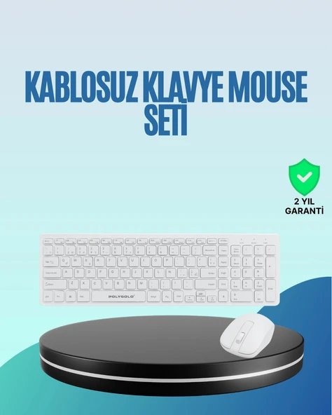 Q Klavye Beyaz Klavye Ve Mouse Seti Kablosuz USB Girişli ürün görseli 1