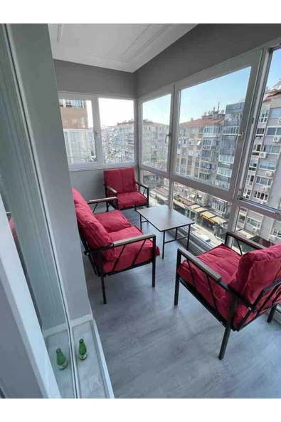 UFUK HOME Linda 211 Sehpalı Şekerpembe Fermuarlı Bahçe Balkon Takımı, Cafe, Salon - Metal Kanepe Koltuk Takımı - Resim 5