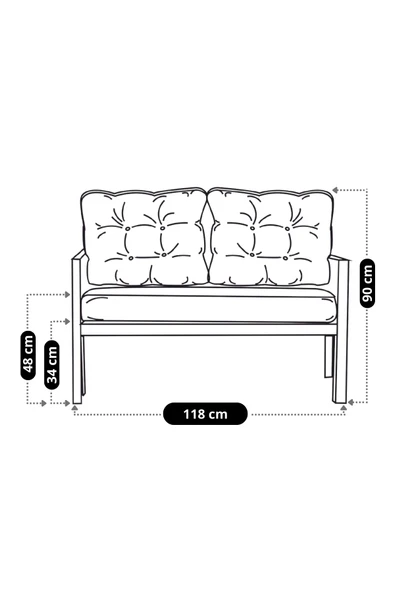 UFUK HOME 2'li Koltuk Bahçe Mobilyası Bahçe Takımı Metal Balkon Takımı Çay Seti - Resim 2