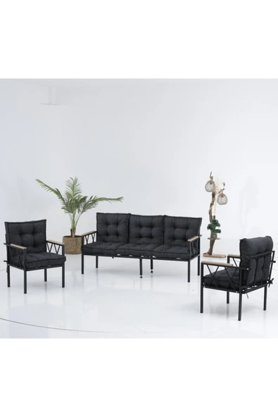 UFUK HOME 3 1 1 Koltuk Takımı, Balkon Takımı, Balkon Mobilyaları,çay Seti, Metal Kanepe, Salon Oturma gr ürün görseli