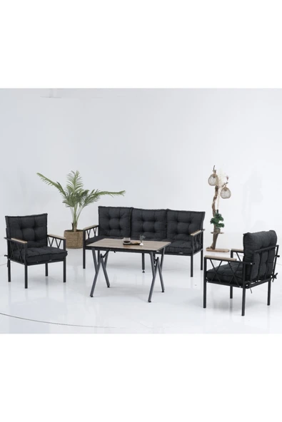 UFUK HOME Miray 3+1+1 Masalı Koltuk Takımı, Balkon Takımı,Balkon Mobilyaları,Çay Seti, Metal Kanepe, Masa Seti ürün görseli