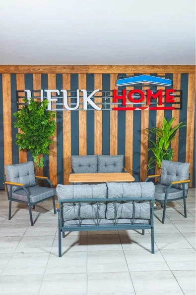 UFUK HOME Zeyd 2211 Masalı Gri Fermuarlı Bahçe Balkon Takımı, Salon - Metal Kanepe Koltuk Takımı - Resim 5