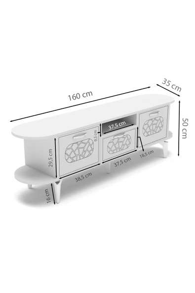 Tv Sehpası Tv Ünitesi Raflı 140 Cm Gzd Plus Atlantik Çam - Resim 2
