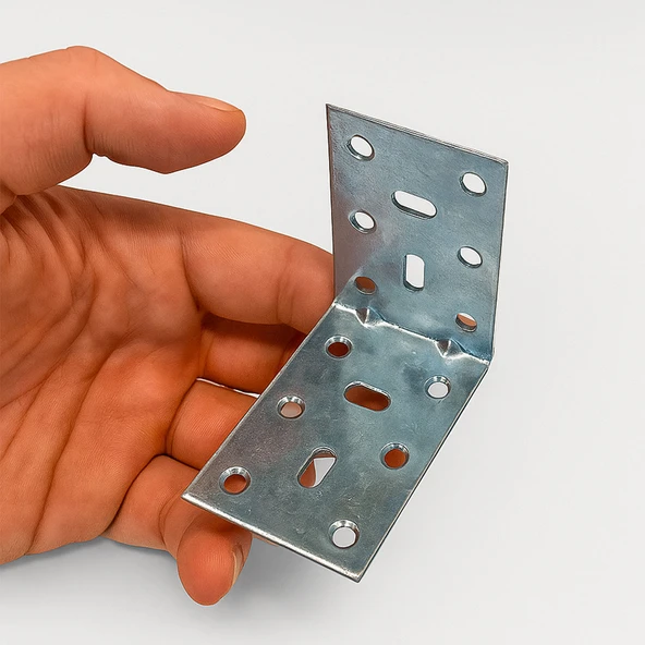 Mobilya (50 ADET) Eşya Dolap Duvara Sabitleme Köşebent Bağlantı Aparatı L Demiri Gönye 40x60x60 Mm - Resim 5