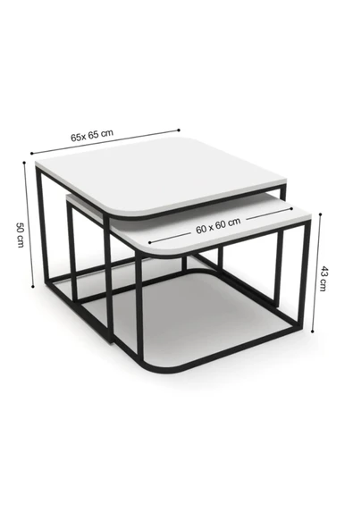 Orta Sehpa Tekli Damla Gold Beyaz - Resim 3
